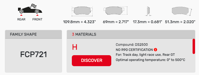 Ferodo FCP0721 Brake Pad Dimension Image
