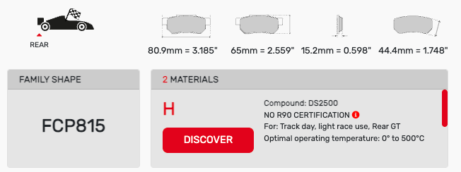 Ferodo FCP0815 Brake Pad Dimension Image