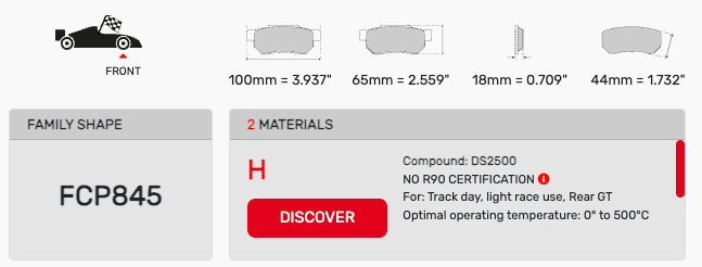 Ferodo FCP0845 Brake Pad Dimension Image