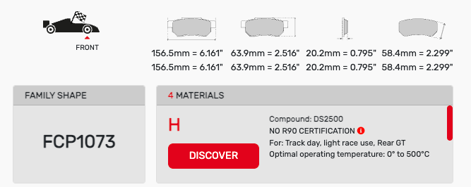 Ferodo FCP1073 Brake Pad Dimension Image