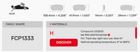 Thumbnail for Ferodo FCP1333 Brake Pad Dimension Image