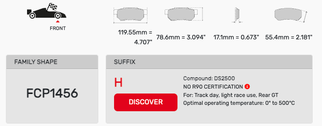 Ferodo FCP1456 Brake Pad Dimension Image
