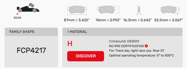 Ferodo FCP4217 Brake Pad Dimension Image