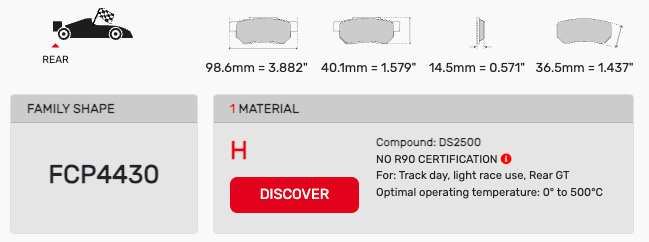 Ferodo FCP4430 Brake Pad Dimension Image