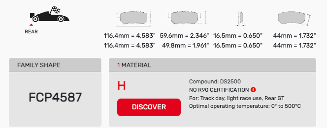 Ferodo FCP4587 Brake Pad Dimension Image