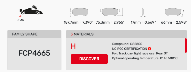 Ferodo FCP4665 Brake Pad Dimension Image