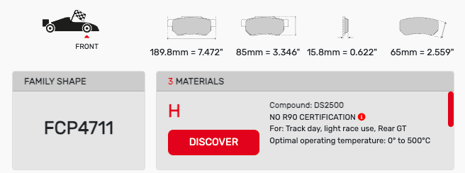 Ferodo FCP4711 Brake Pad Dimension Image