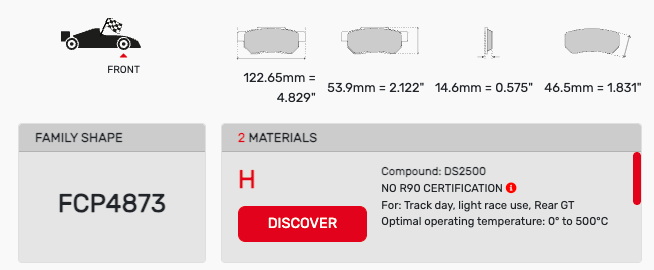 Ferodo FCP4873 Brake_Pad Dimension Image