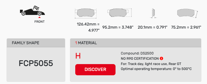 Ferodo FCP5055 Brake Pad Dimension Image