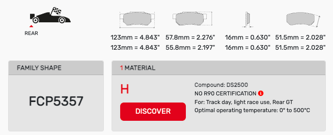 Ferodo FCP5357 Brake Pad Dimension Image