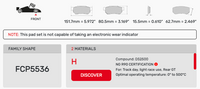 Thumbnail for Ferodo FCP5536 Brake Pad Dimension Image