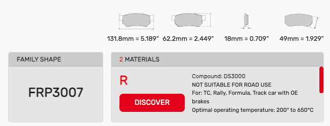 Ferodo FRP3007 Brake Pad Dimension Image