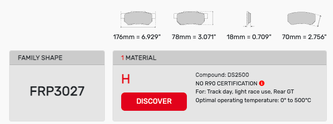 Ferodo FRP3027 Brake Pad Dimension Image