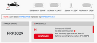 Thumbnail for Ferodo FRP3029 Brake Pad Dimension Image