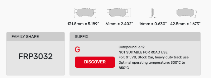 Ferodo FRP3032 Brake Pad Dimension Image