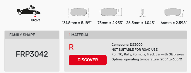 Ferodo FRP3042 Brake Pad Dimension Image