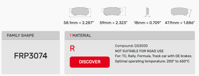 Ferodo FRP3074 Brake Pad Dimension Image