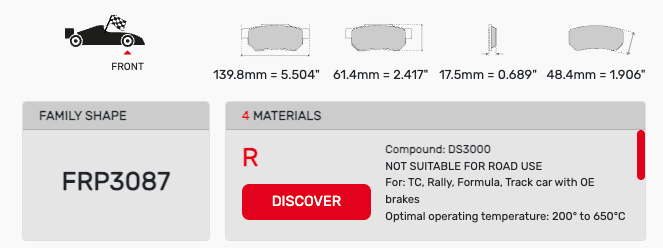Ferodo FRP3087 Brake Pad Dimension Image