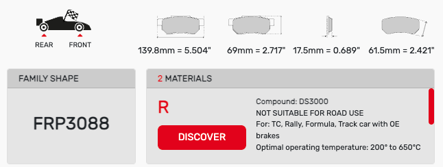 Ferodo FRP3088 Brake Pad Dimension Image