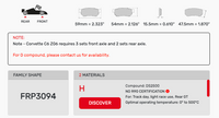 Thumbnail for Ferodo FRP3094 Brake Pad Dimension Image