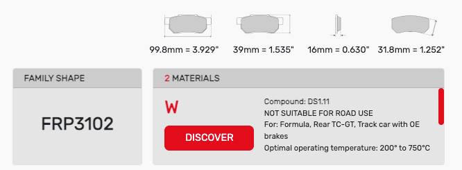 Ferodo FRP3102 Brake Pad Dimension Image