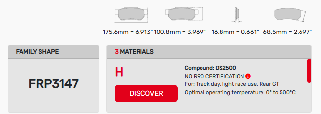 Ferodo FRP3147 Brake Pad Dimension Image