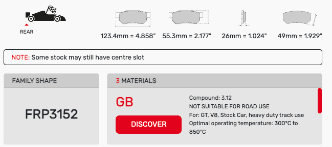 Ferodo FRP3152 Brake Pad Dimension Image