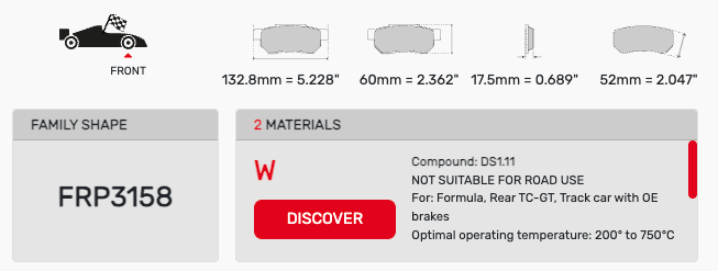 Ferodo FRP3158 Brake Pad Dimension Image