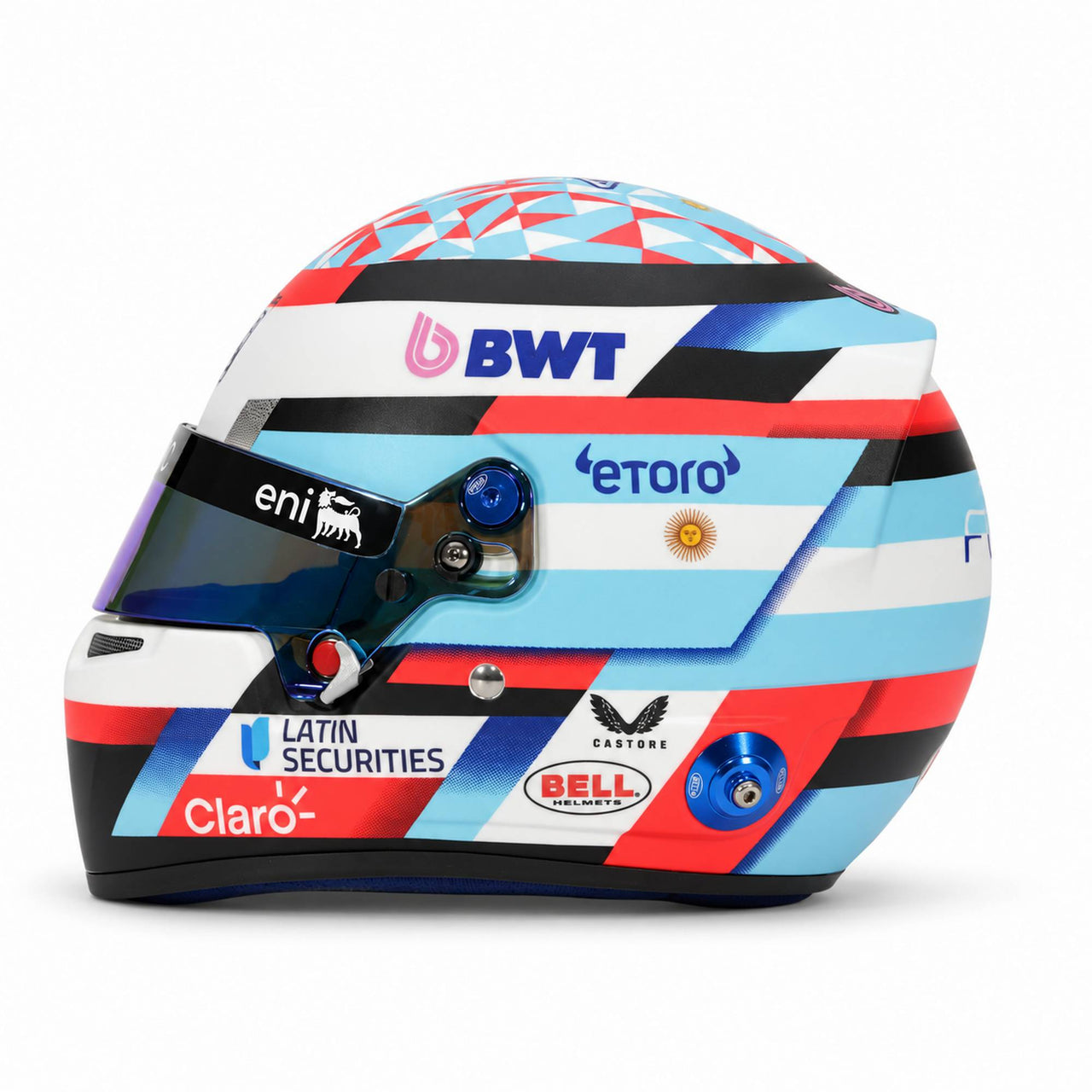 franco colapinto alpine 2026 bell 1:2 scale mini helmet left side