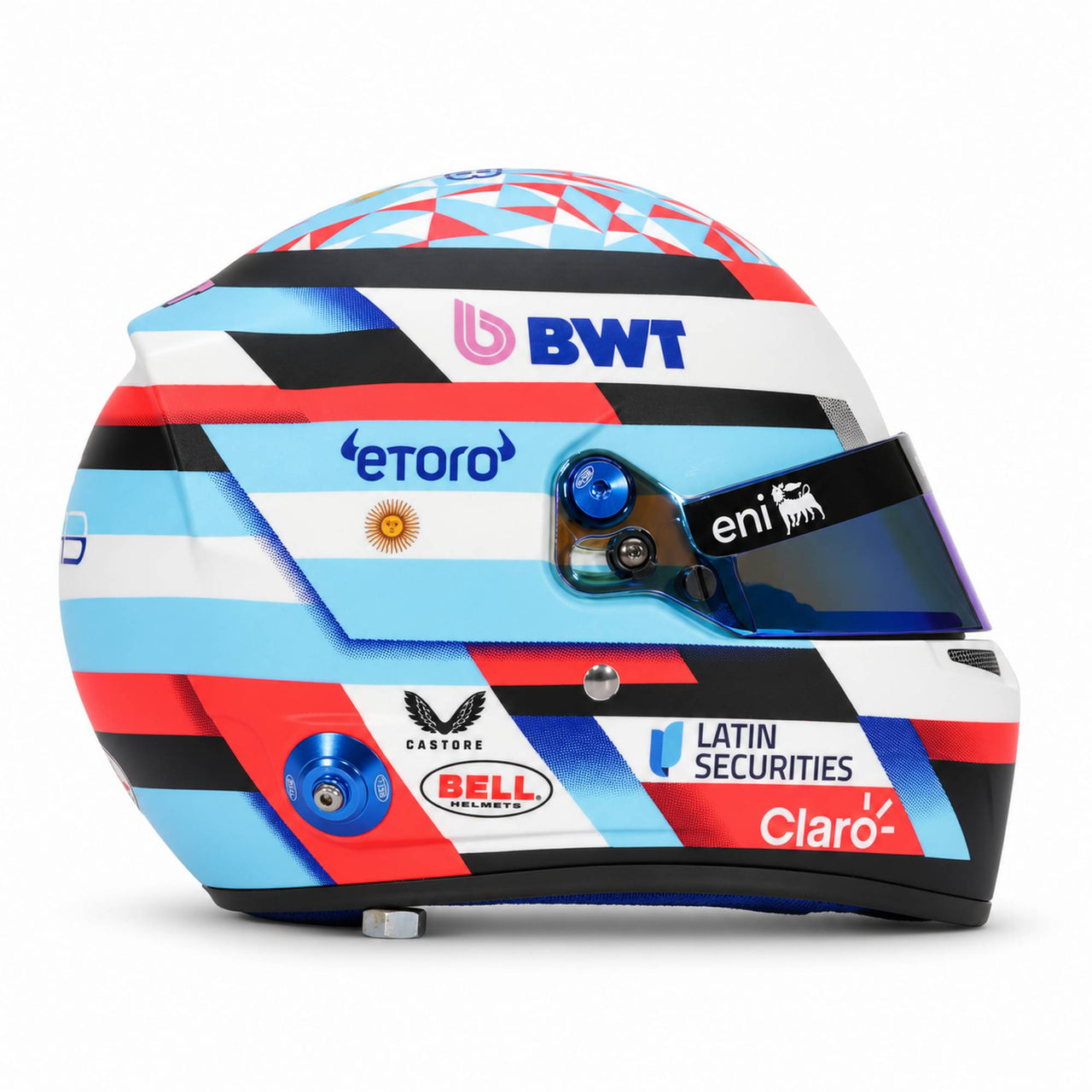 franco colapinto alpine 2026 bell hp77 mini helmet right side