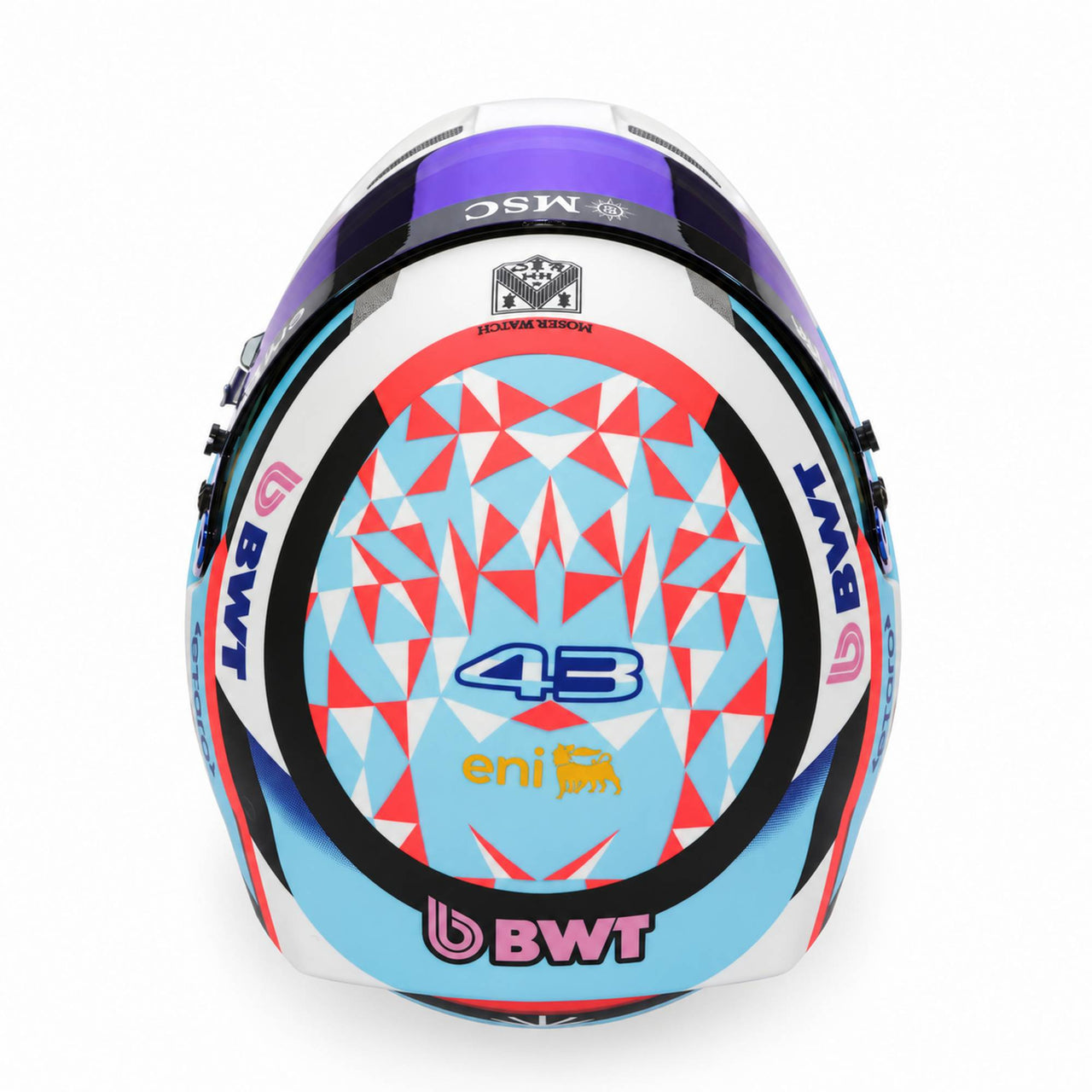 bell franco colapinto 2026 alpine f1 mini helmet top view