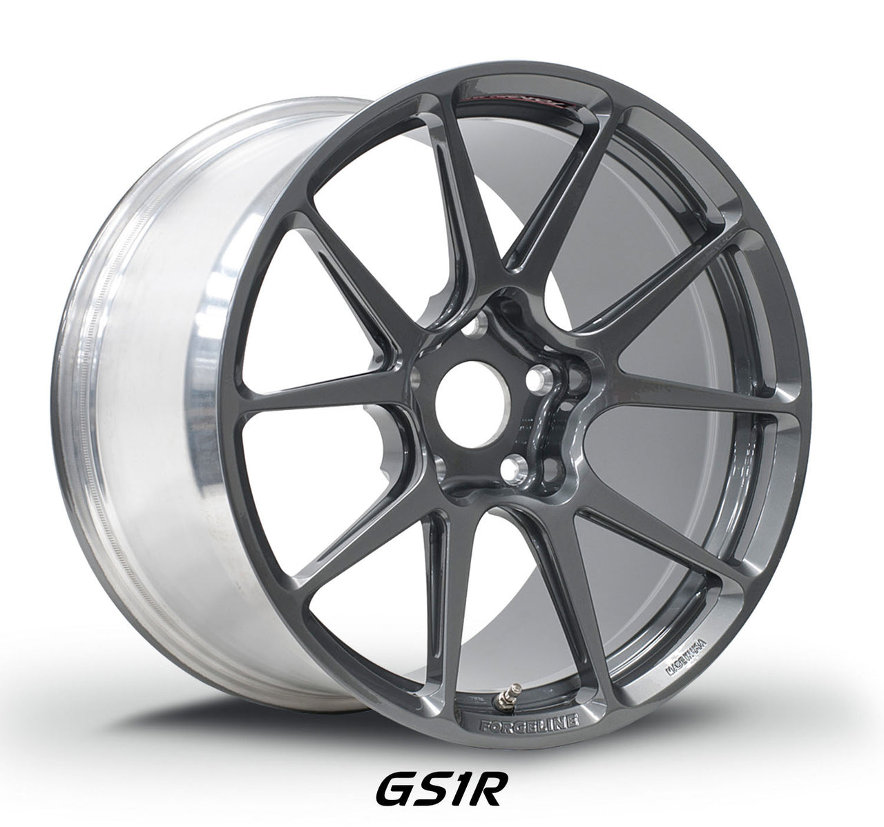 Forgeline GS1R Open Lug racing wheel in Pearl Gray is exceptionally strong and light weight for track use