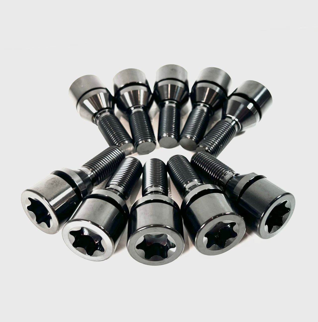 Titanium Wheel lug Bolts for Lamborghini Urus Gray set of 10 Black Image