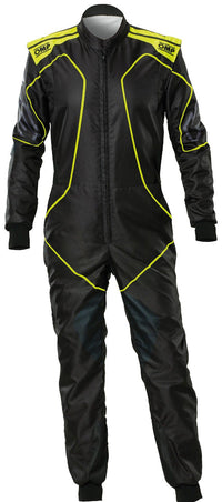 Thumbnail for OMP KS-3X ART Kart Racing Suit Black Yellow Printed Design Product Image