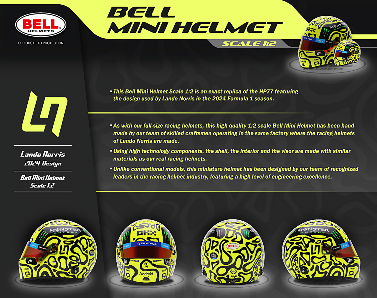 Bell 2024 Lando Norris 1:2 Scale Replica Mini Helmet IN STOCK! – Discovery Parts Bell 2024 Lando Norris 1:2 Scale Replica Mini Helmet IN STOCK! – Discovery Parts