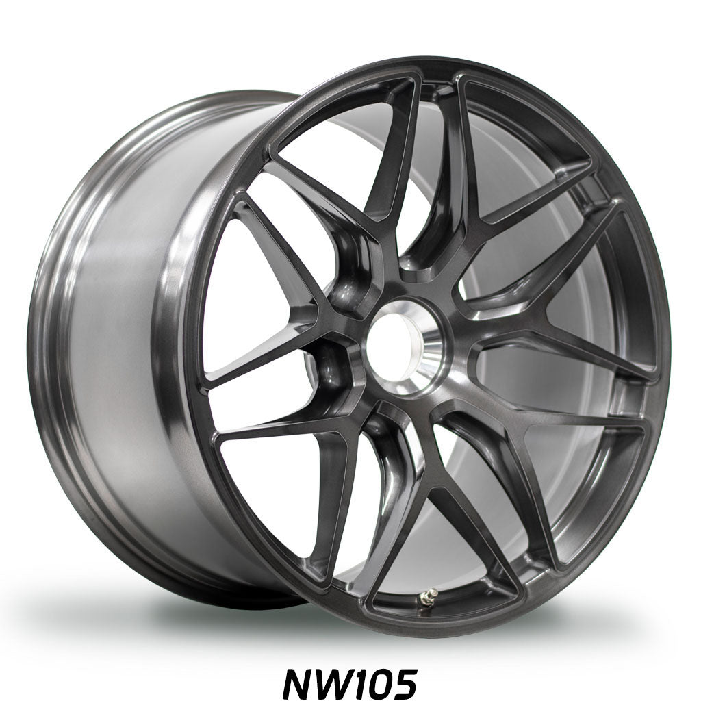 Transparent Smoke Forgeline NW105 for 991 Porsche 911 GT3RS lightest weight wheels for HPDE and Time Trials