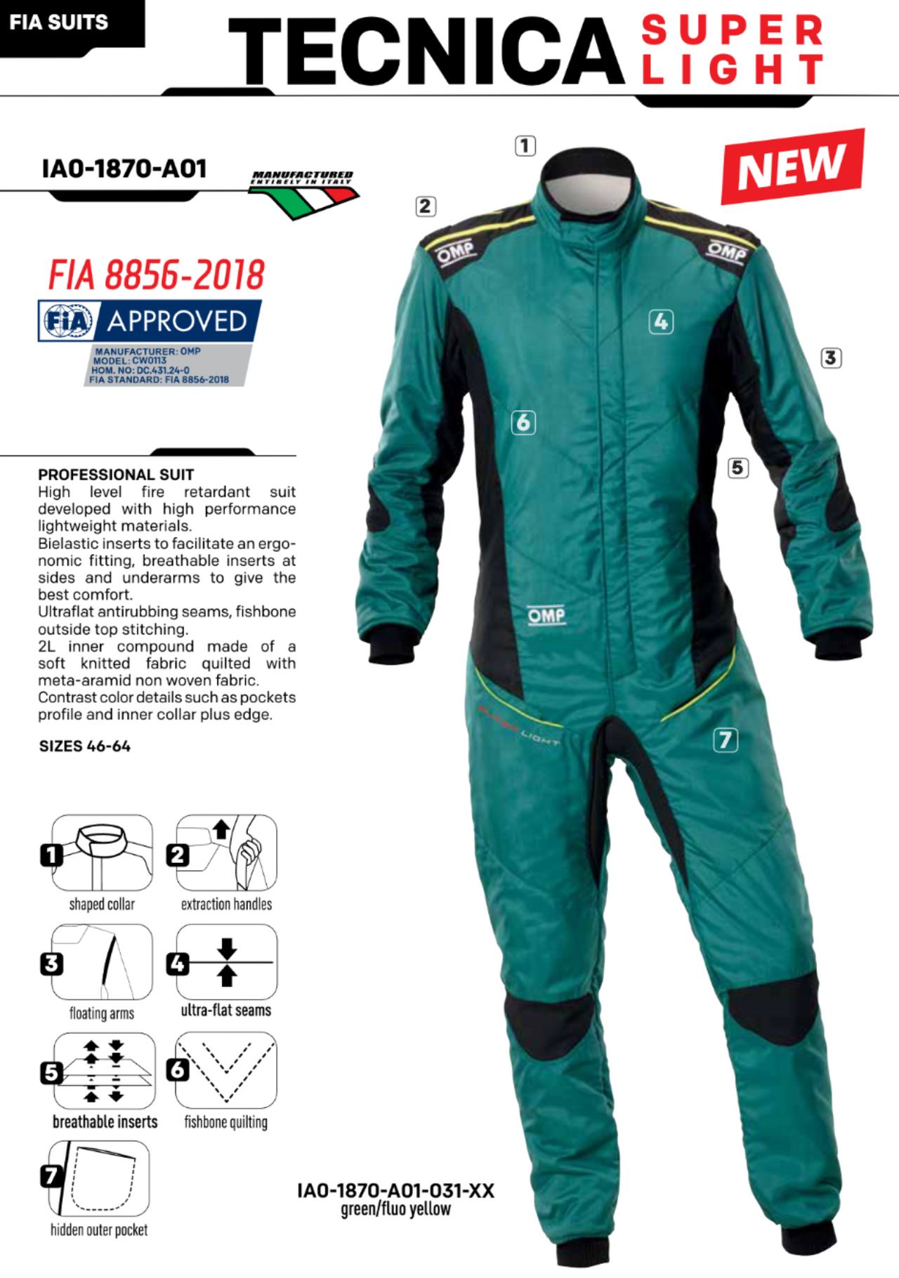 OMP TECNICA SUPER LIGHT Driver Race Suit