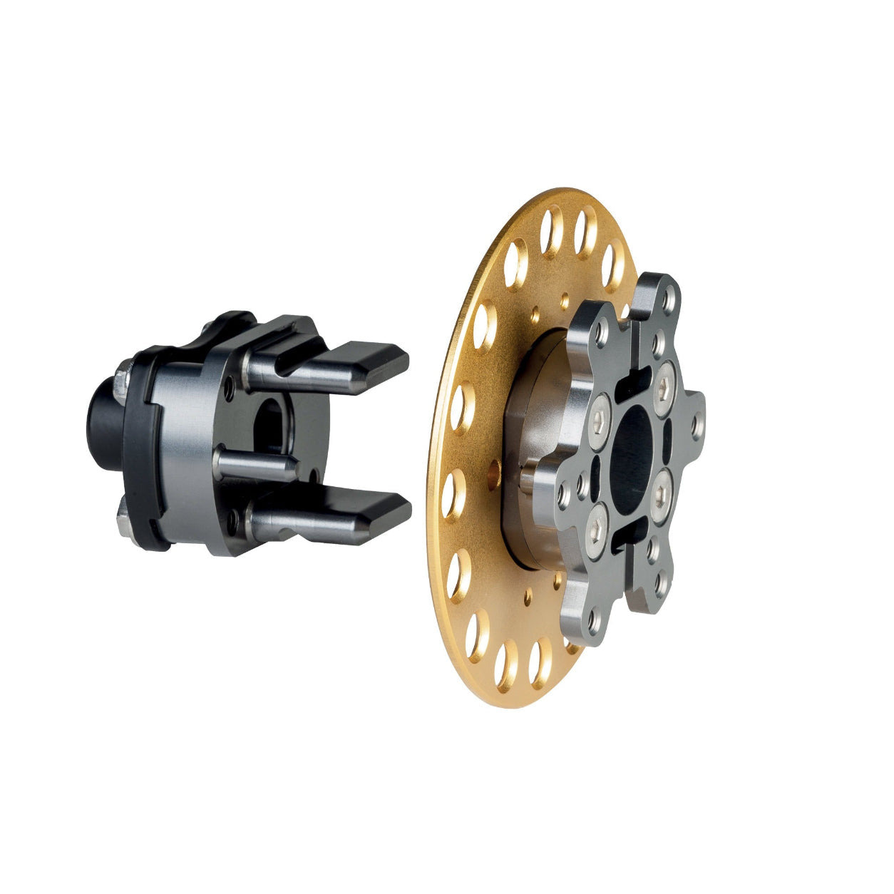 Mechanical components on a white background