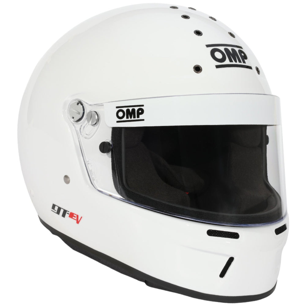 OMP GT-EV Racing Helmet white angle image