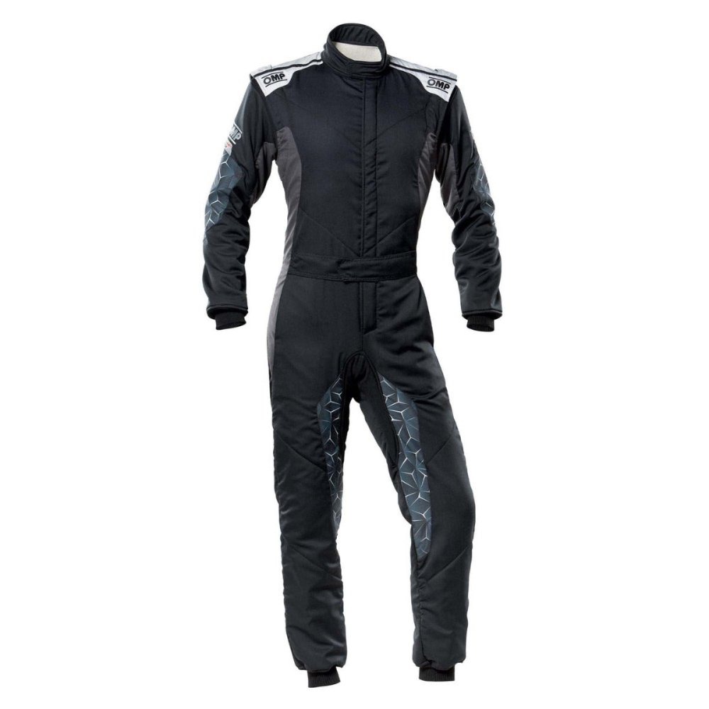 OMP Tecnica Hybrid Race Driver Suit Black / White Front Image