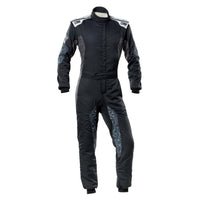 Thumbnail for OMP Tecnica Hybrid Race Driver Suit Black / White Front Image