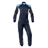 Thumbnail for OMP Tecnica Hybrid Race Driver Suit Blue / White Front Image