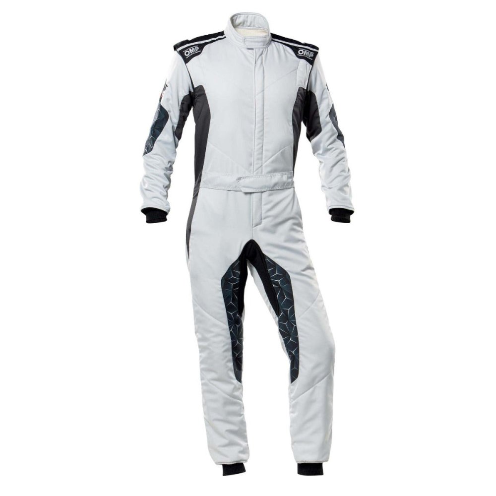 OMP Tecnica Hybrid Race Driver Suit Silver / Black Front Image