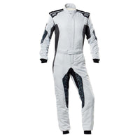 Thumbnail for OMP Tecnica Hybrid Race Driver Suit Silver / Black Front Image