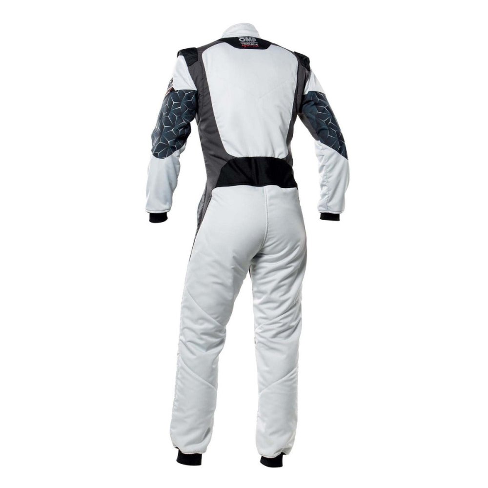 OMP Tecnica Hybrid Race Driver Suit Silver / Black Rear Image