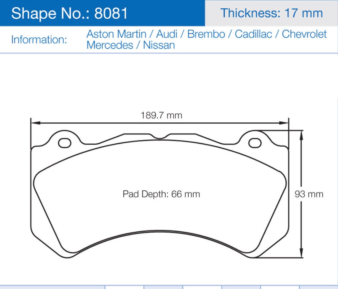 Pagid Racing Brake Pads 8081