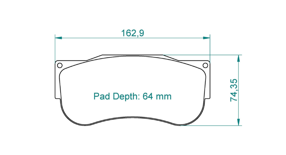 A technical dimension diagram of a Pagid 2566 brake pad, showing a side profile with measurements of 162.9 mm width and 74.