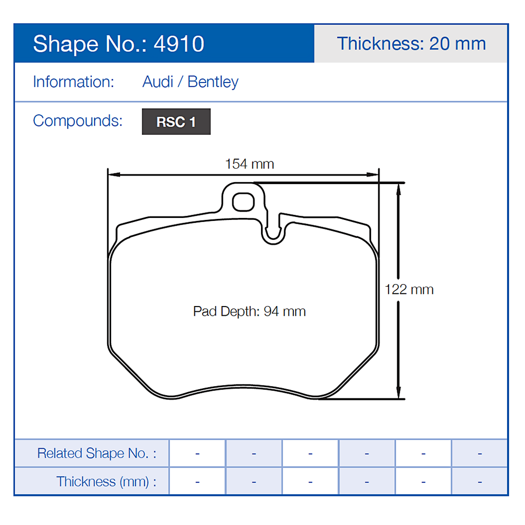 Pagid Racing Brake Pads No.4910 (Front)