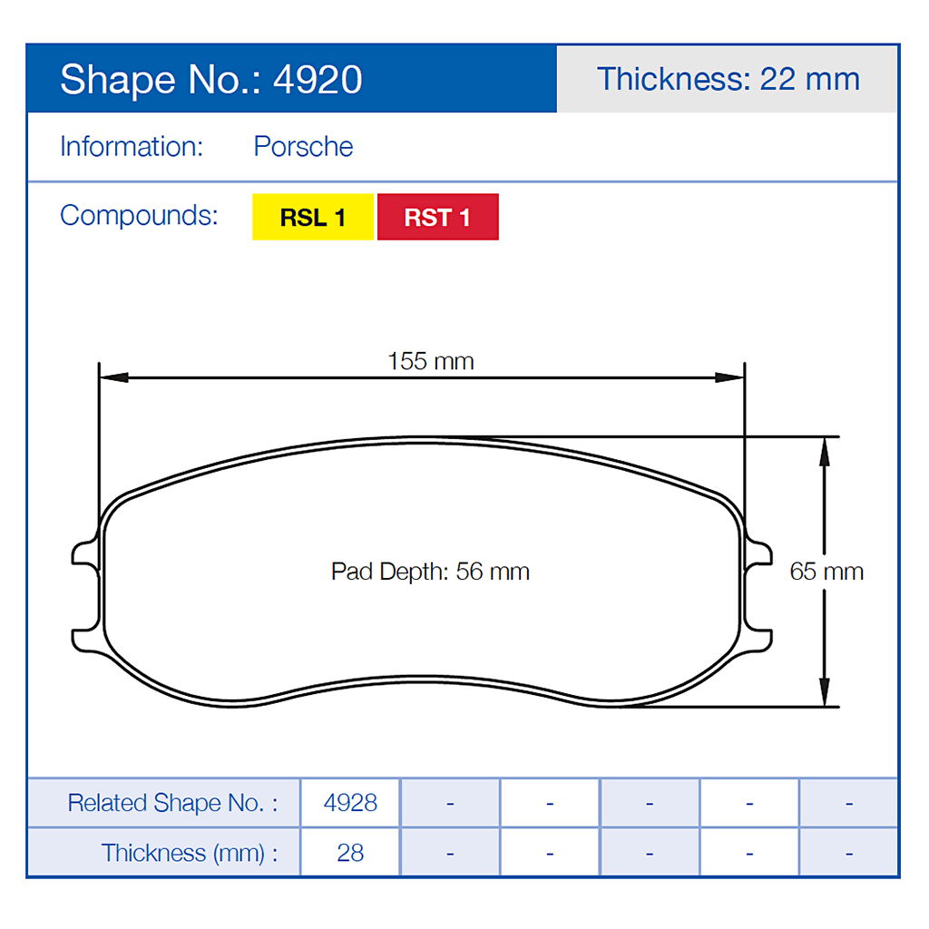 Pagid Racing Brake Pads No. 4920 (Front)