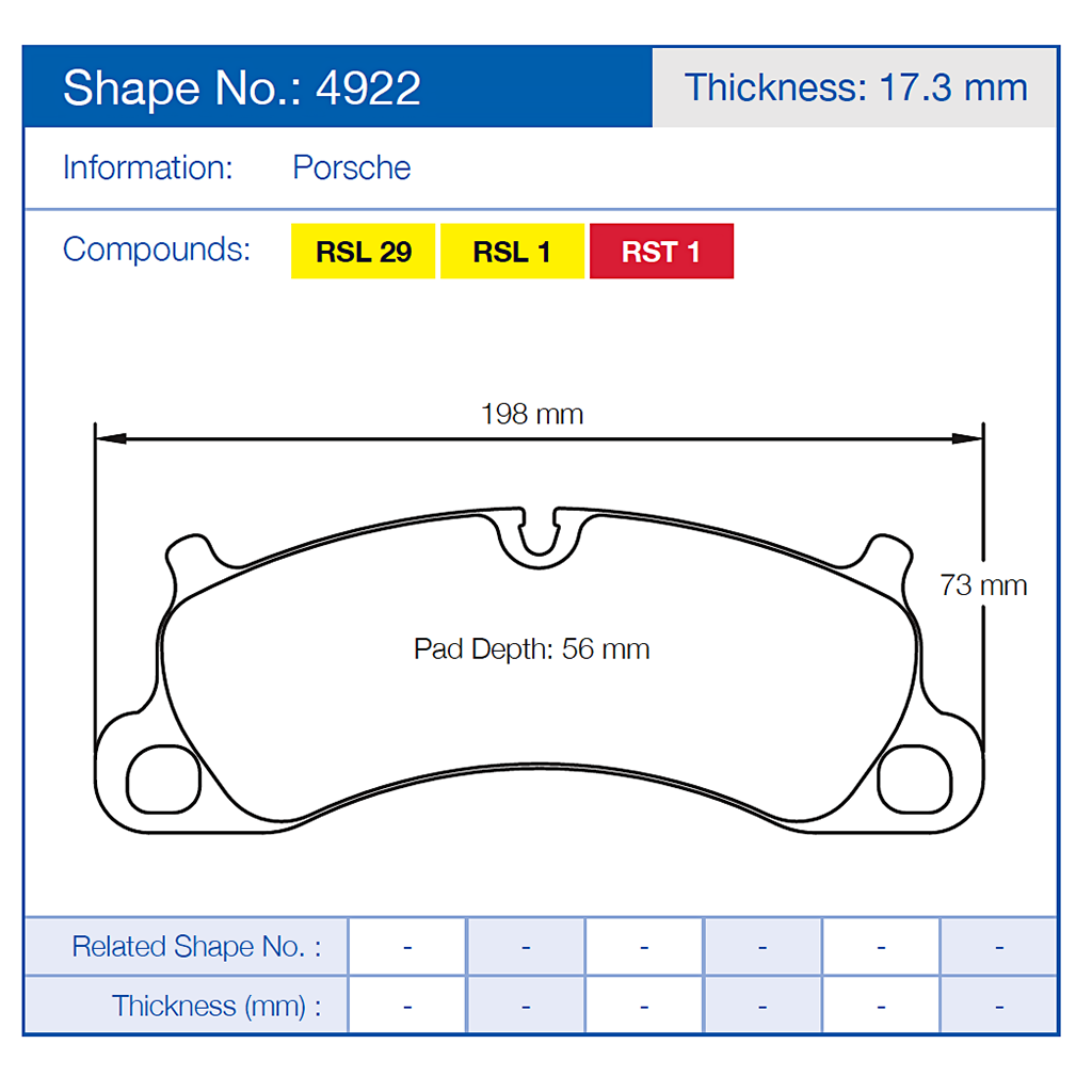Pagid Racing Brake Pads No.4922 (Front)